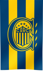 The waving vertical fan flag of Rosario Central with the logo (Animated GIF)