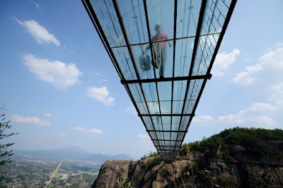 First ever fully transparent glass bridge in China