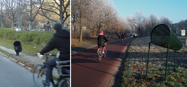 Lixeiras em ciclovias