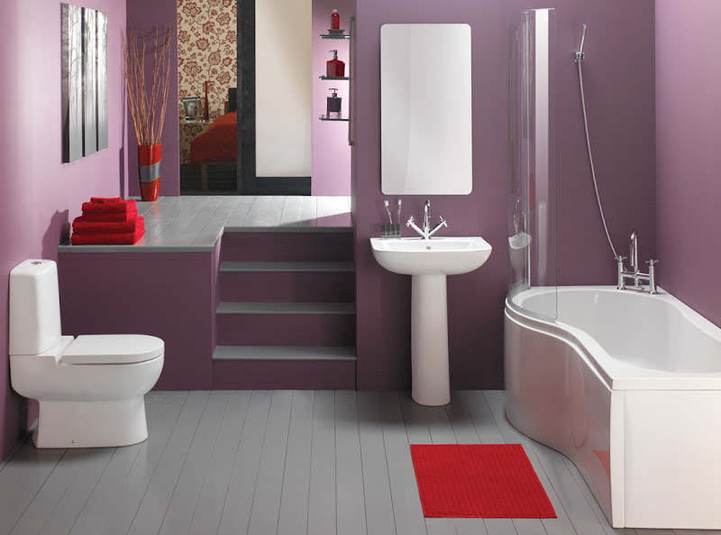 The Classy Simple Purple Bathroom Design Wallpaper title=