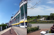 As you arrive, the view facing the hotel (left) and away from the hotel . (grand hotel)