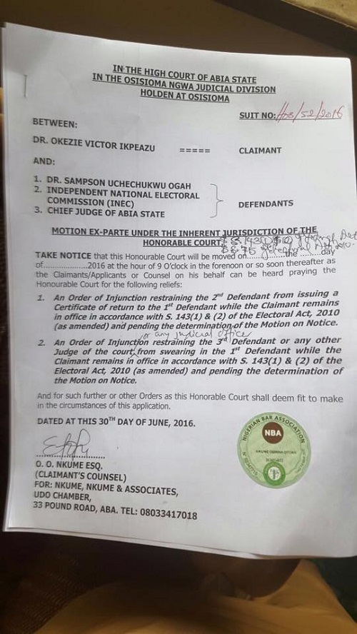 Abia Guber: CONFUSION As INEC Issues Cert. of Return To Uche Ogar, Cour Order Stop Of Swearing In 