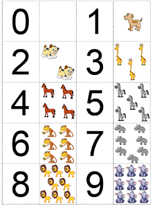 Jogo da memória dos números até 9 - Animais mamíferos