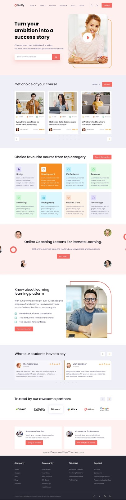 Learning Management System Adobe XD Template