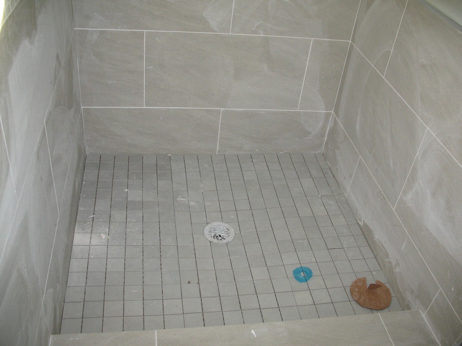 bathroom shower rails Tiling in shower done.