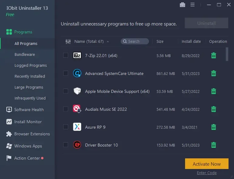 iOBit Uninstaller Free