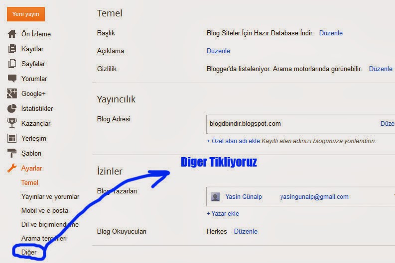 Blogger DB İndir / Yedek