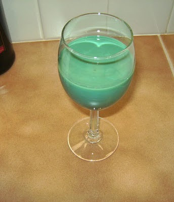 Valium drink in wine glass with rich pharmaceutical color