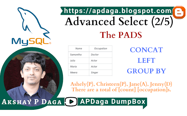 HackerRank: [Advanced Select - 2/5] The PADS |  CONCAT, LEFT, GROUP BY in SQL