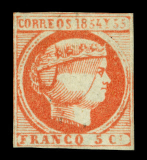 Spanish PHILIPPINES 1855 Queen Isabella II 5c pale red