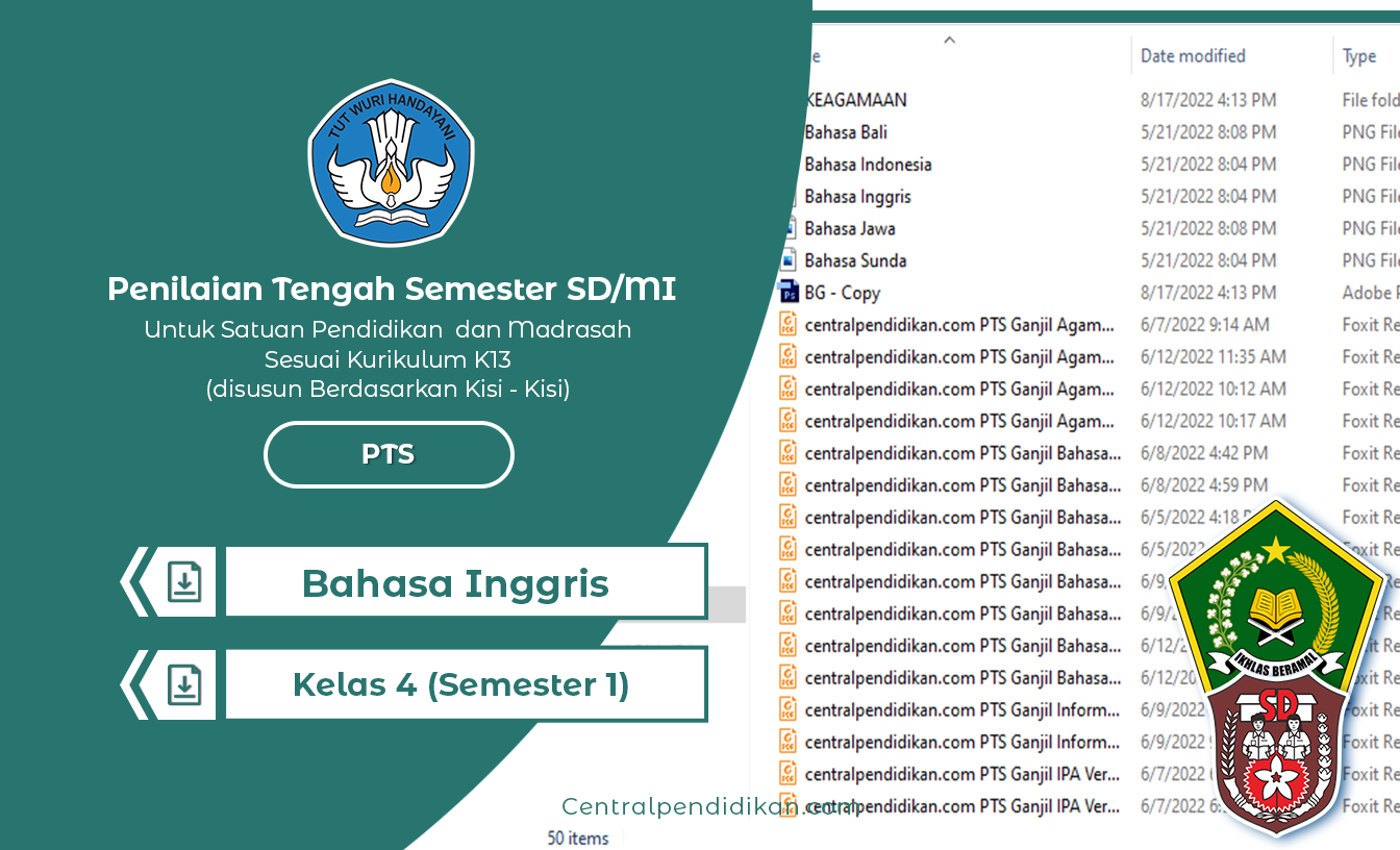 Download Soal PTS Bahasa Inggris Kelas 4 2022 (Word/PDF) Semester 1