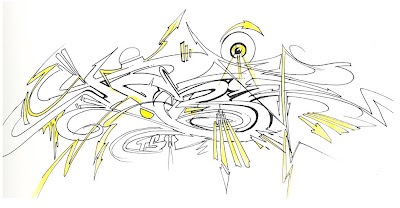 Graffiti Sketches of Black and White with Yellow Shadow