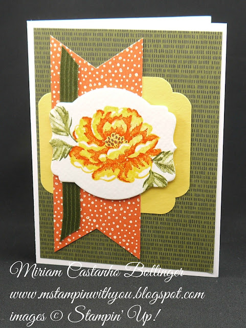 Miriam Castanho-Bollinger, #mstampinwithyou, stampin up, demonstrator, ccmc, all occasions card, botanical gardens dsp, sweet li'l things dsp, stippled blossoms, big shot, deco labels collections, curvy corner trio punch, banner triple punch, su