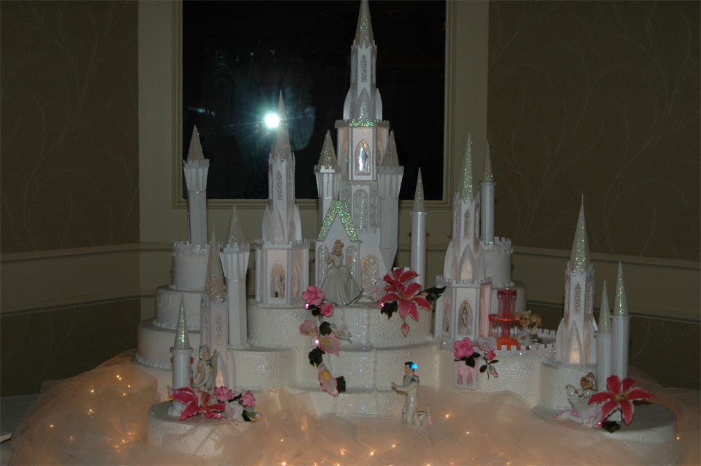 Castle and Train Cinderella Themed Wedding Cakes