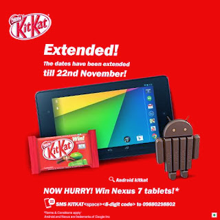 Nestle KITKAT contest, extension of date and the delivery schedule for Nexus 7 2013 to the contest Winners