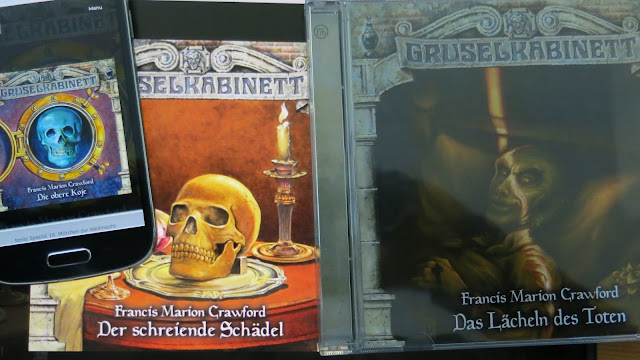 Das aktuellste Hörspiel nach Francis Marion Crawford rechts auf CD, links auf dem Bildschirm und dem Smartphone zwei ältere