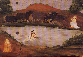 Sohni Swims to Meet Her Lover Mahinwal, Outh, c. 1750