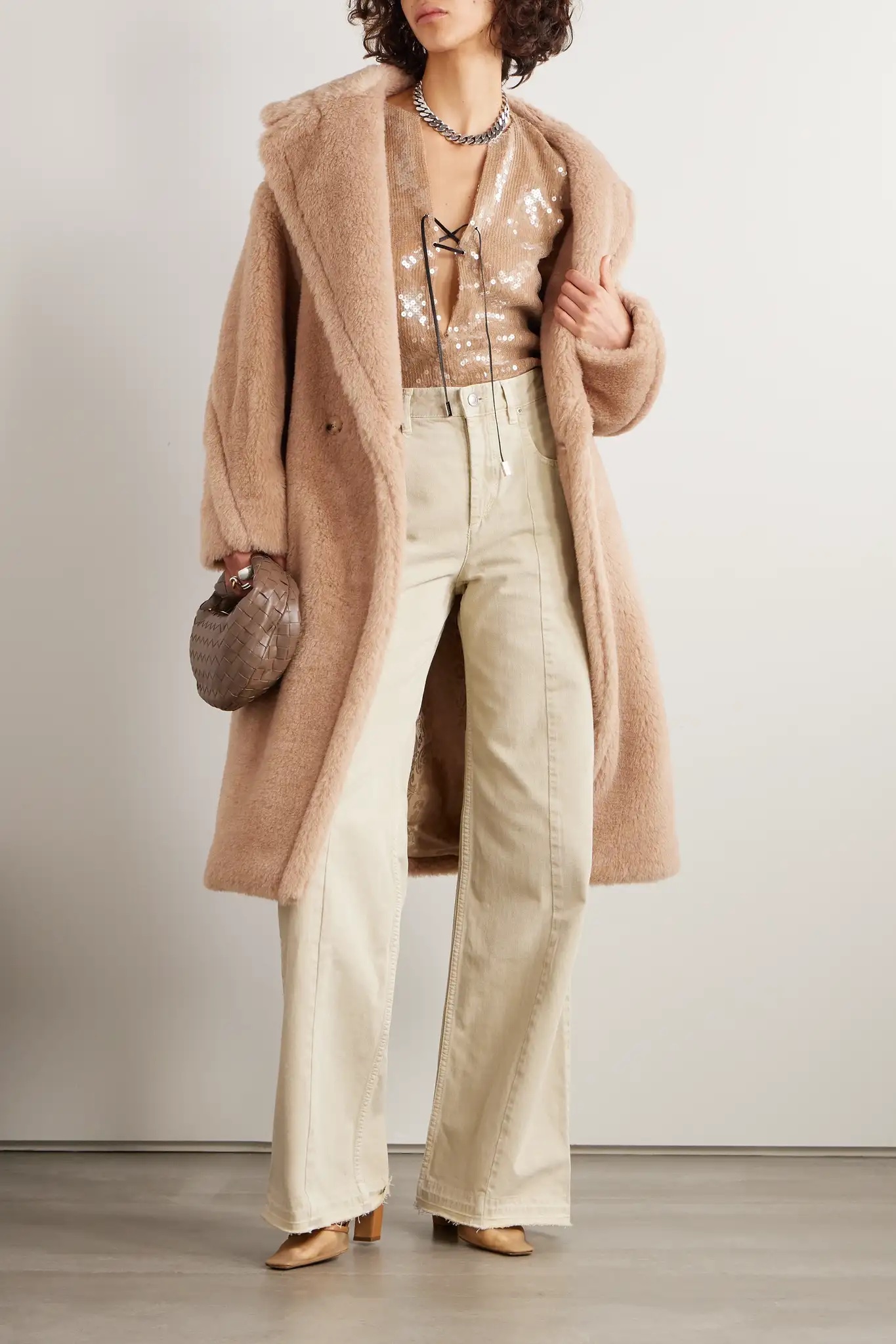 MAX MARA Nuevo Teddy oversized  double-breasted alpaca, cashmere and silk-blend coat