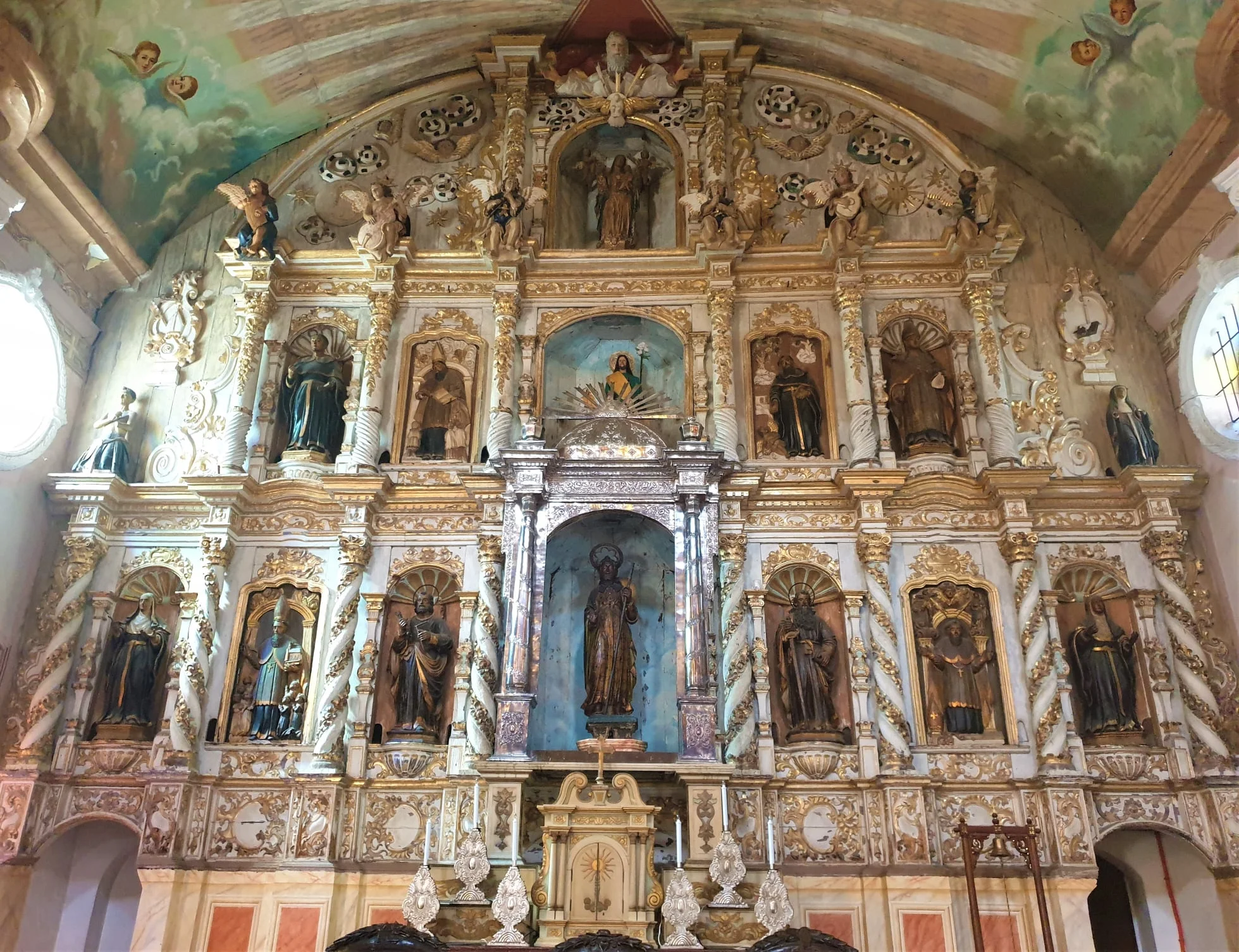 Retablo Mayor or Main Altar of the church Parish Church of Santiago Apostol also known as Betis Church in Guagua, Pampanga