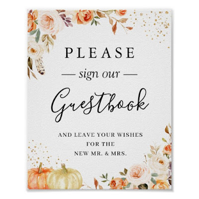  Boho Rustic Autumn Floral Wedding Guestbook Sign