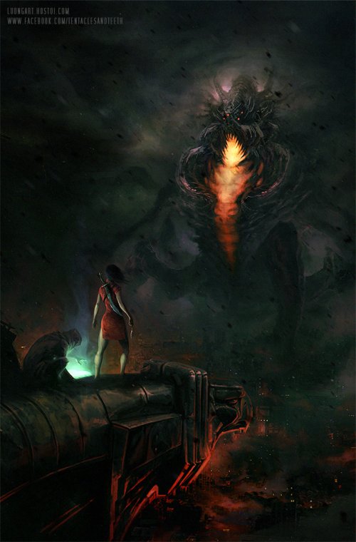 Richard Luong TentaclesandTeeth deviantart ilustrações terror monstros cthulhu seres cósmicos horror inferno sombrio