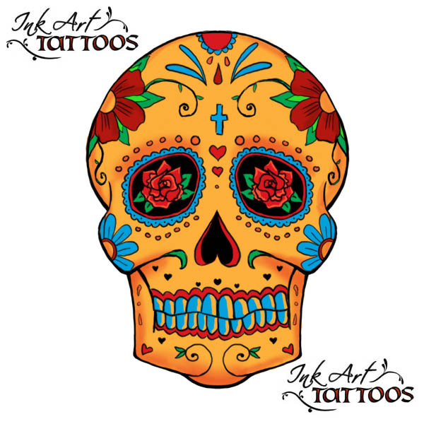 candy skull tattoo flash