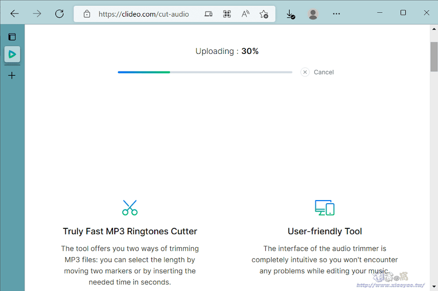 Clideo Audio Cutter 線上音訊剪輯工具，支援影片轉 MP3 進行裁切