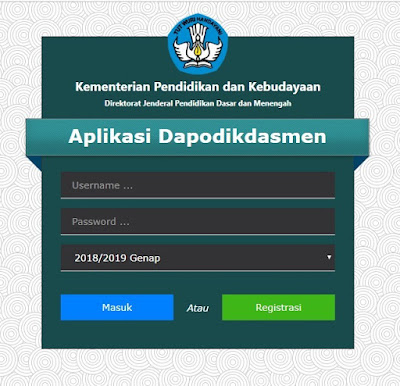 Laman Utama Login Aplikasi Dapodik 2019 c