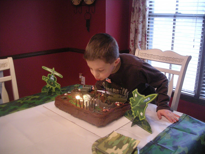 Cutting Coupons In KC Army Men Birthday Cake & Camouflage