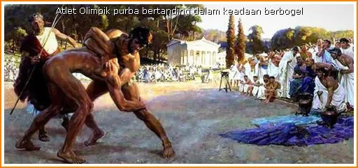 Gambar peserta sukan bertanding sambil berbogel dalam Sukan Olimpik purba