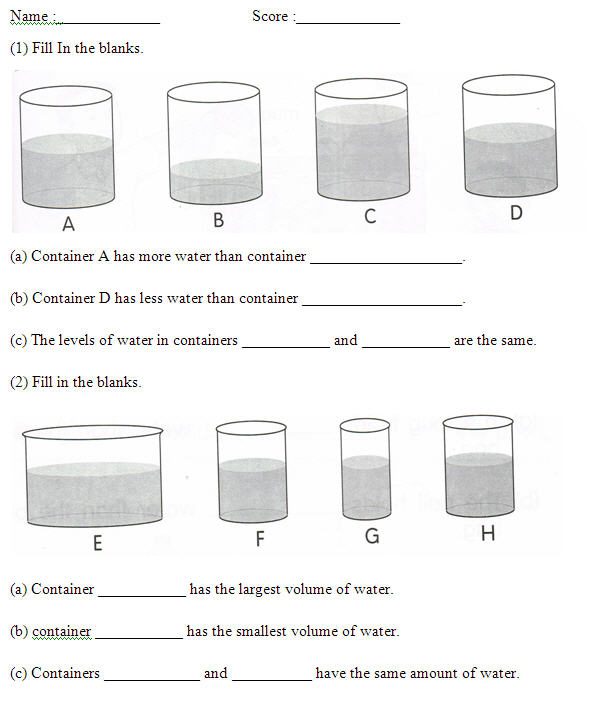 volume of liquid worksheet 1