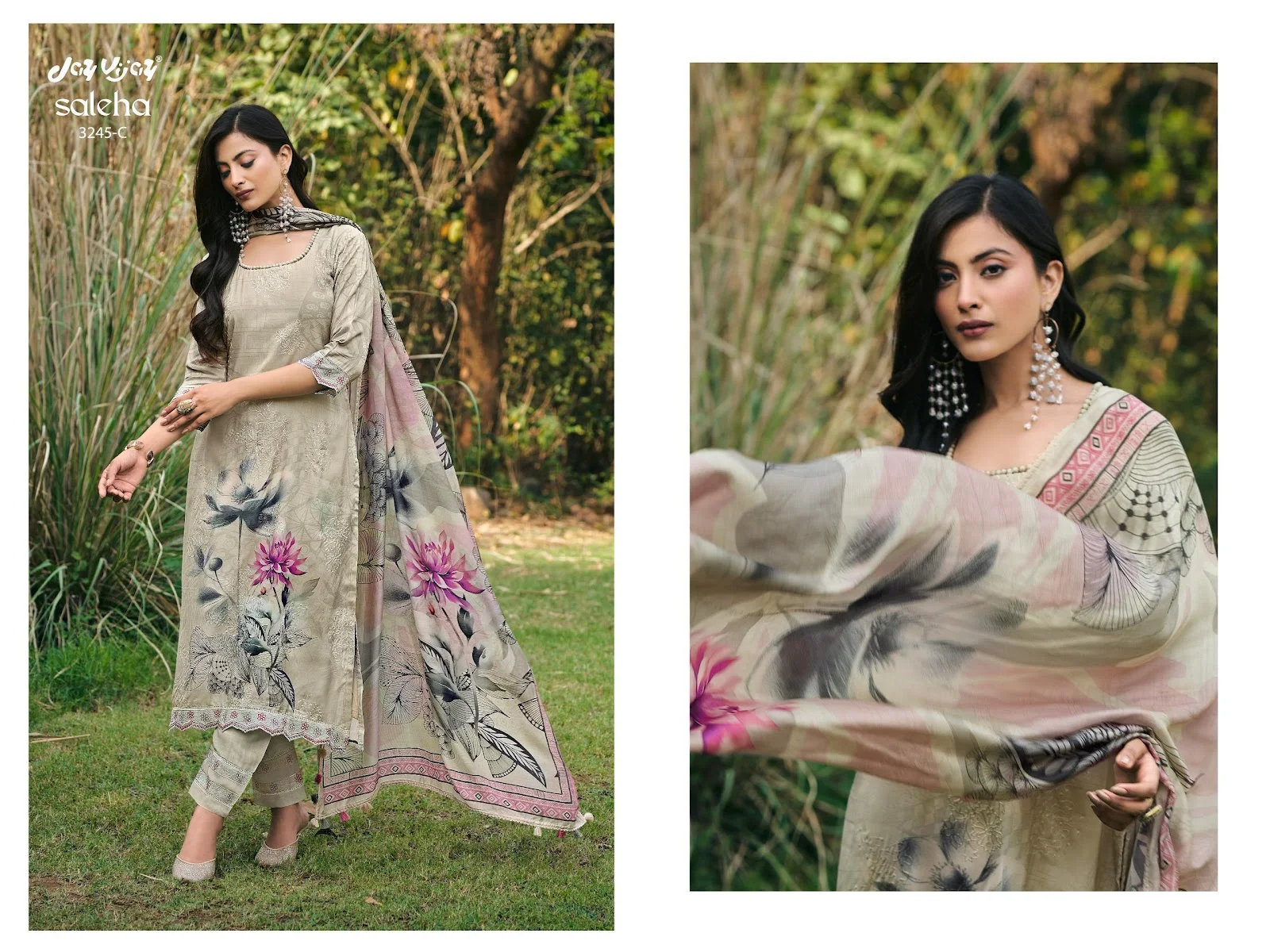 Saleha 3245 Jay Vijay Moga Silk Embroidery Pant Style Suits