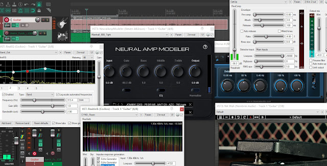 Neural Amp Modeler running as audio plugin in DAW with other fx plugins