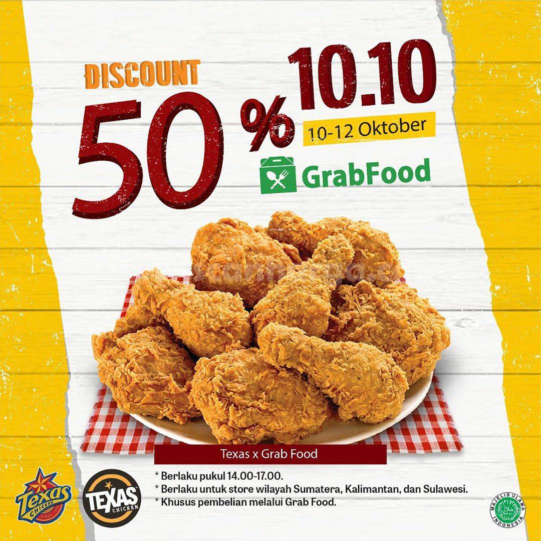 Promo Texas Chicken Diskon 50% Menggunakan Grabfood
