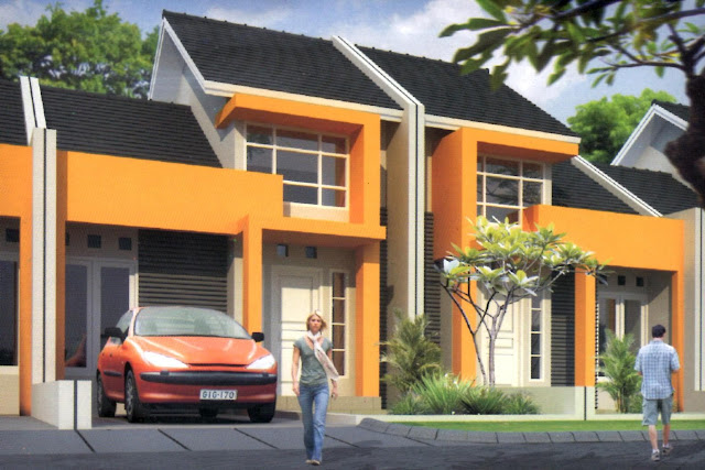 Contoh rumah minimalis warna orange