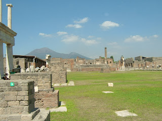 The ruins of Pompeii - with Vesuvius in the  background - attract thousands of visitors