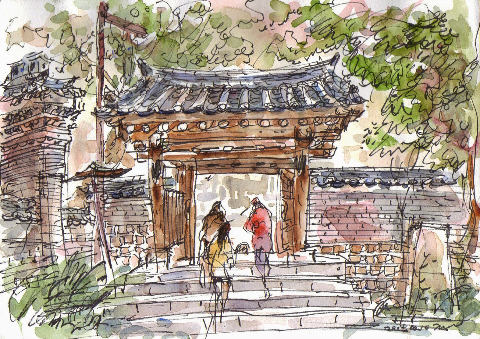 Seoul Urban Sketchers: sketches around Seokparang, Korean ...
