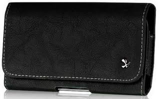 Bloutina Verizon Iphone 4 Horizontal Top Load Leather Case Black White Stitched Built In Magnetic Closure Flap And Clip...