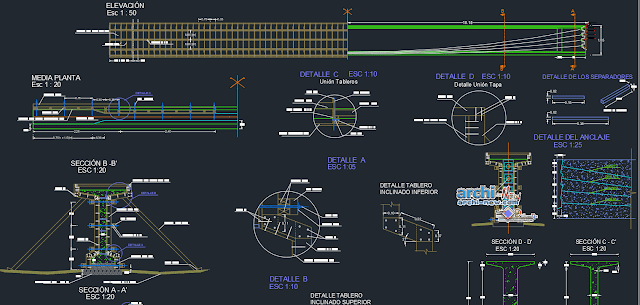 Beam formwork block detail in AutoCAD 