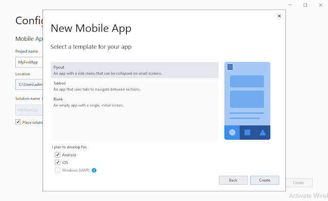 Create your first project xamarin form