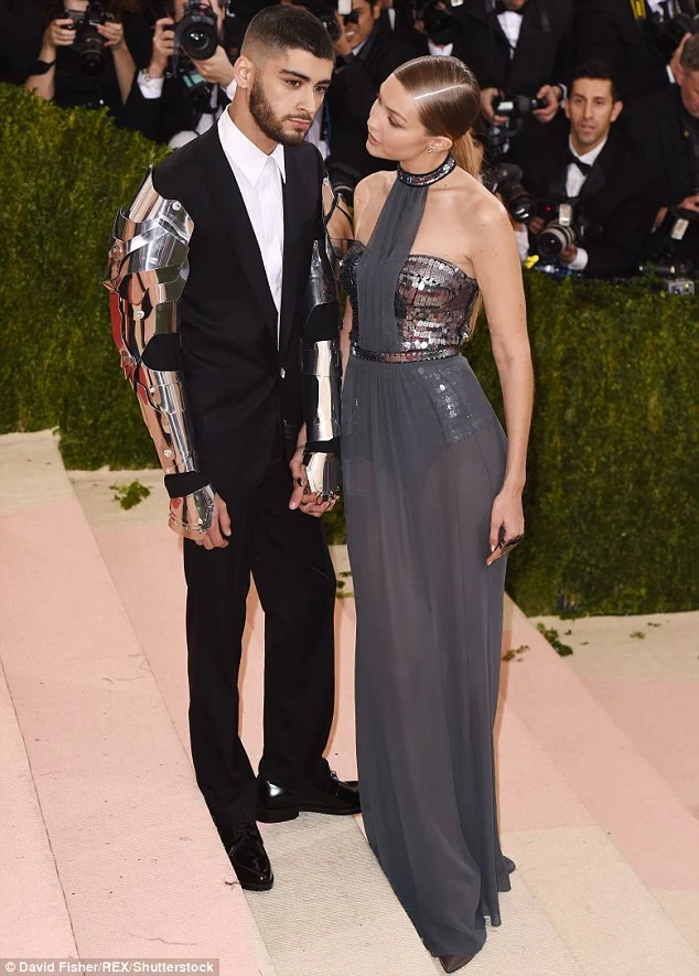 Gigi and Zayn wear metallic outfits to the Met Gala 2016