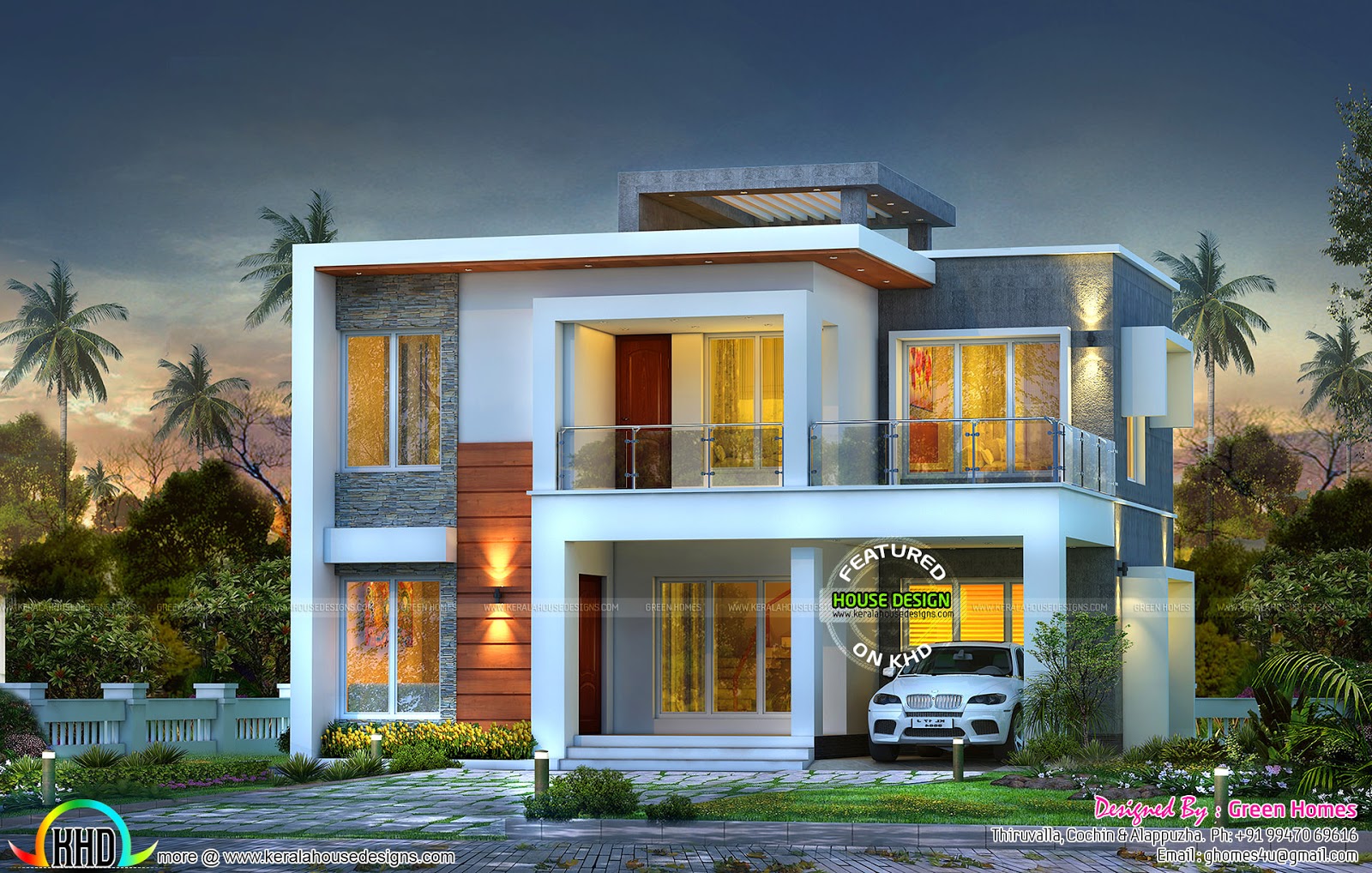 Contemporary 3 bedroom home 1800 sq ft Kerala home 