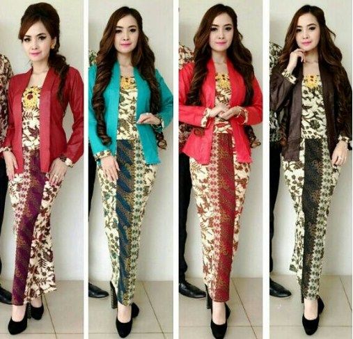  29 model baju batik  setelan wanita  kombinasi rok 