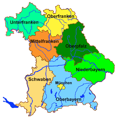 Bayern Mapa de Político