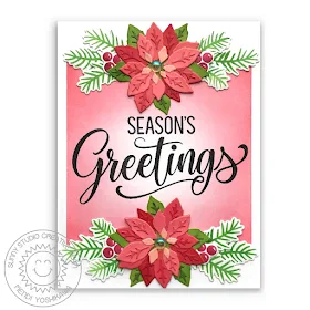 Sunny Studio Stamps: Season's Greetings Holiday Christmas Card (using Layered Poinsettia Dies)