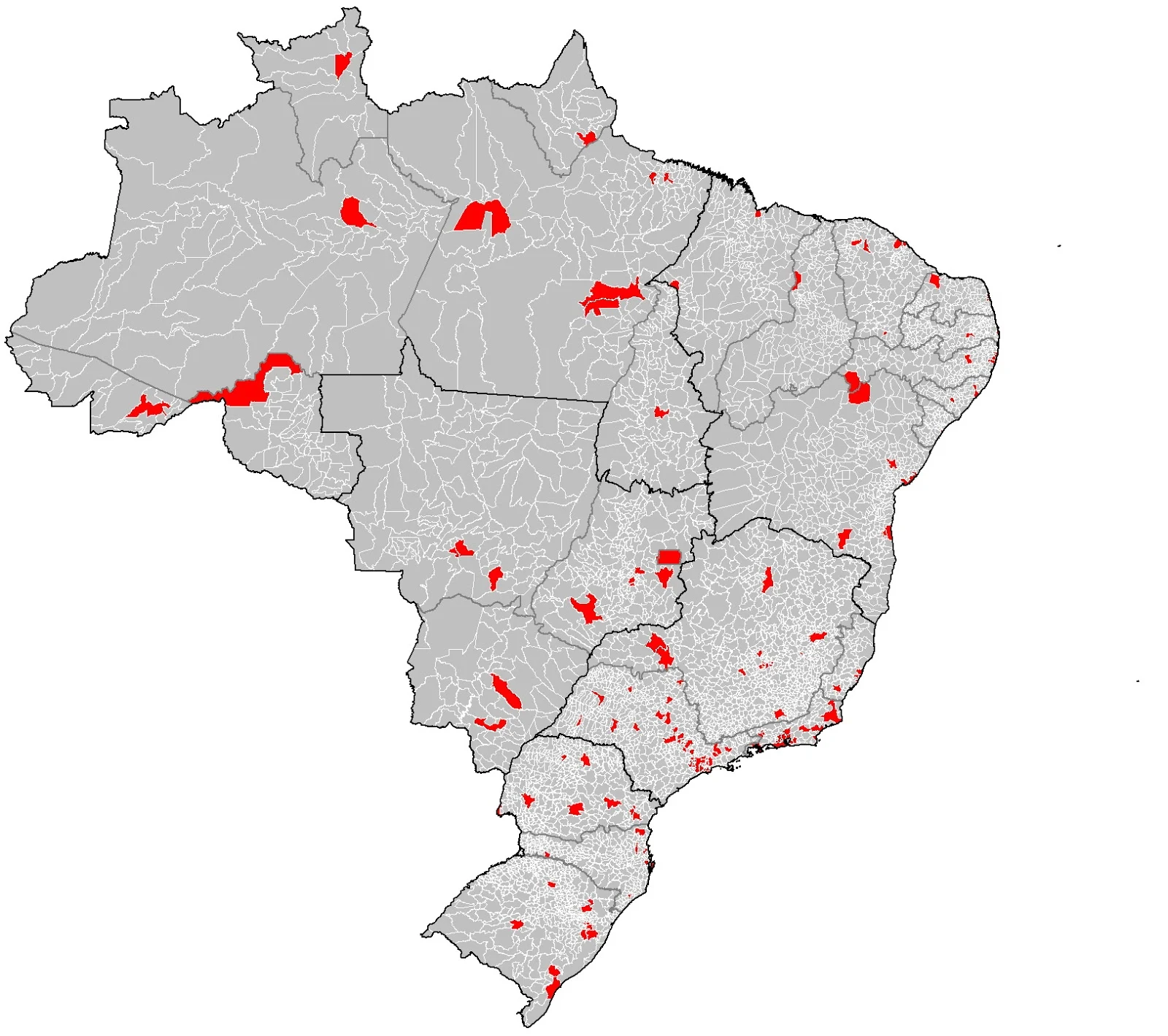 Half the population of Brazil lives in the blue shaded areas