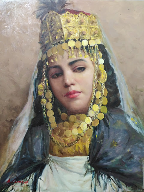 Femme de Ouled Naïls (2020) - Lamine Azzouzi - Huile sur toile - 50x40cm