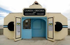 The Camera Obscura at the San Francisco Cliff House reflects the scene from Seal Rock Beach down into the darkened interior