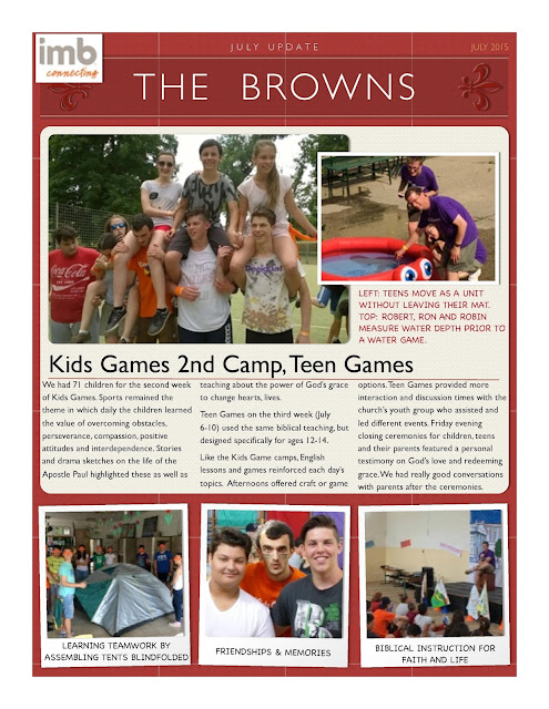 Brown family newsletter p1