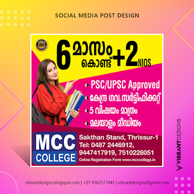 Social Media Design for college admission, MCC College  thissur, Plustwo NIOs